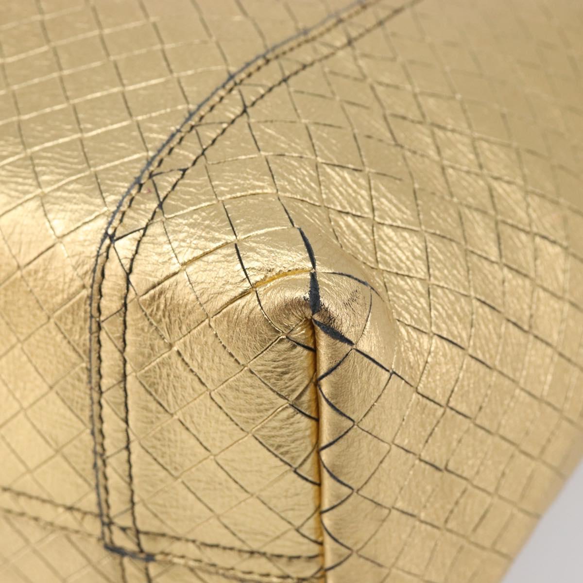 Bottega Veneta Intretti Mirage Tote Bag Leather Gold Auth gh2439