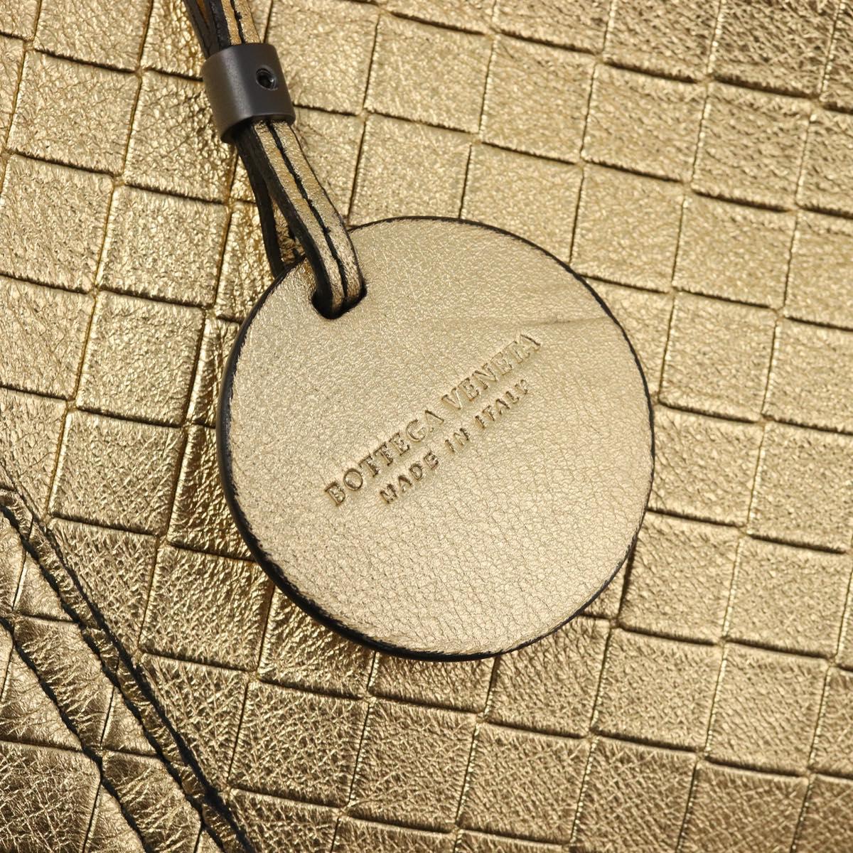 Bottega Veneta Intretti Mirage Tote Bag Leather Gold Auth gh2439