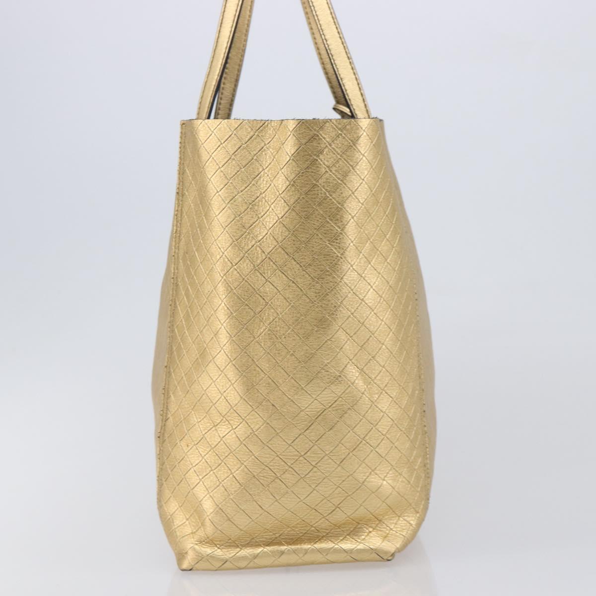 Bottega Veneta Intretti Mirage Tote Bag Leather Gold Auth gh2439