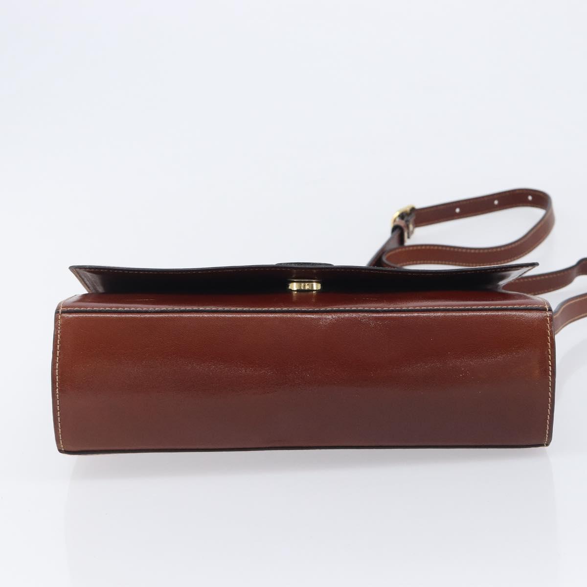Bally Shoulder Bag Leather Brown Gold Auth gh2448