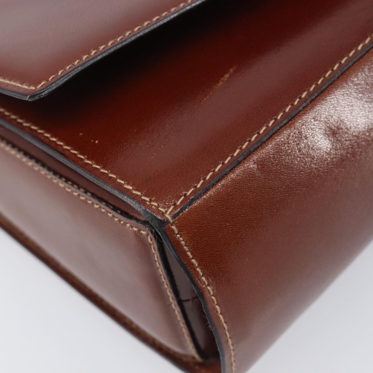 Bally Shoulder Bag Leather Brown Gold Auth gh2448