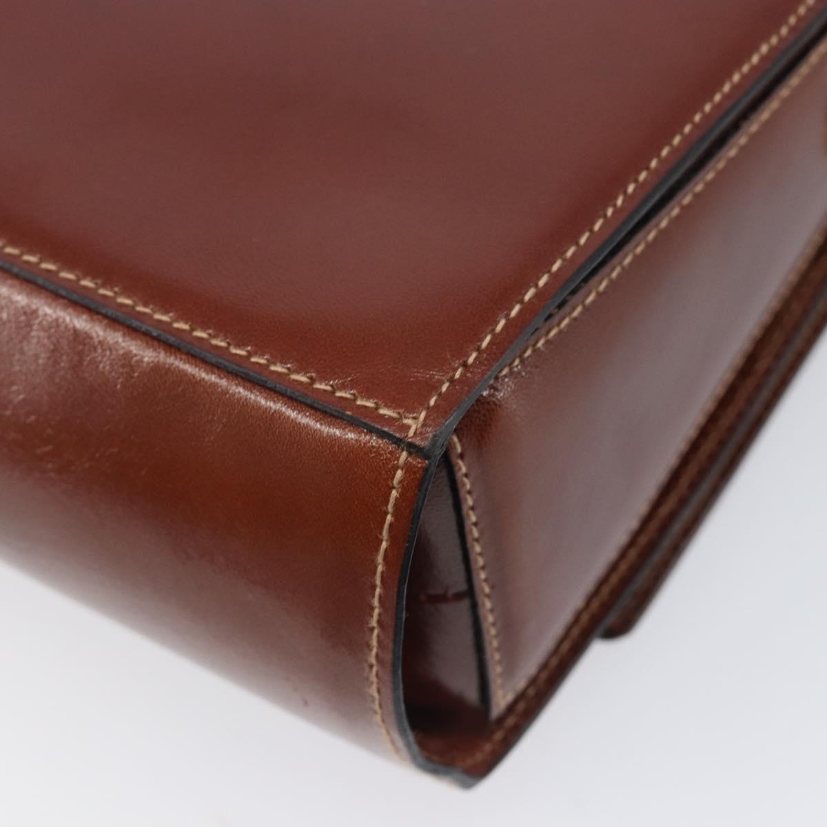 Bally Shoulder Bag Leather Brown Gold Auth gh2448