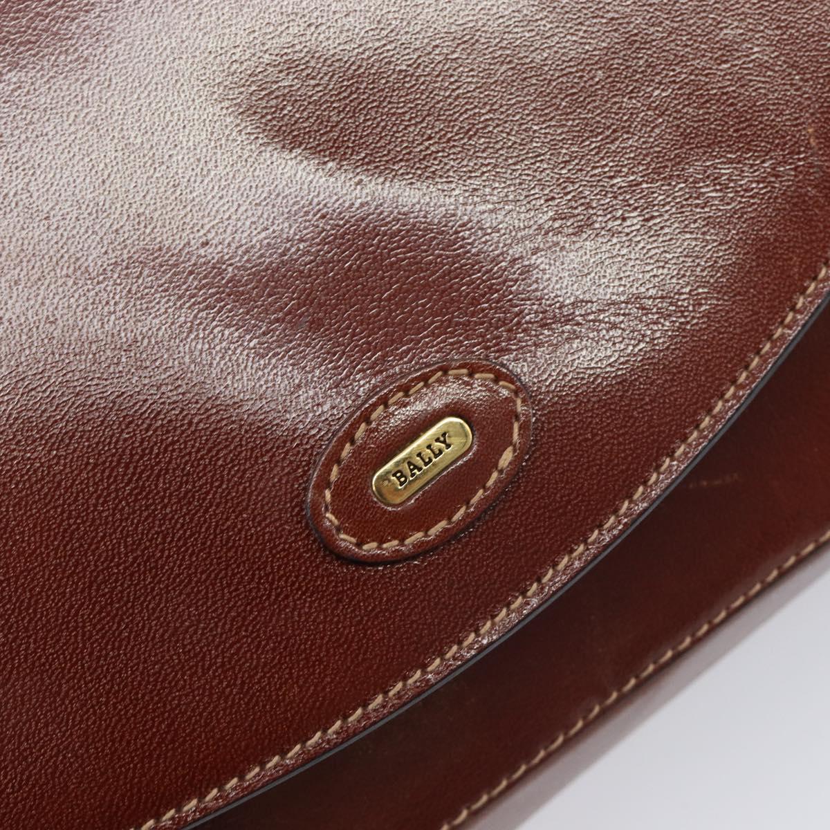Bally Shoulder Bag Leather Brown Gold Auth gh2448