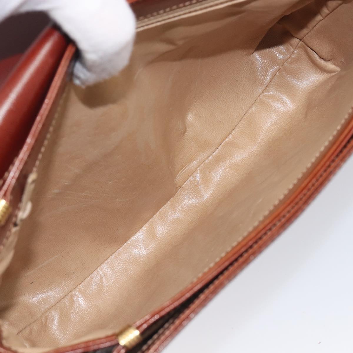 Bally Shoulder Bag Leather Brown Gold Auth gh2448