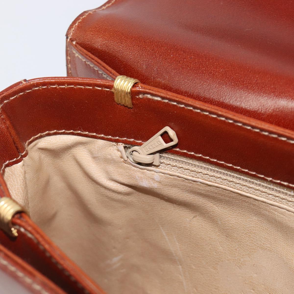 Bally Shoulder Bag Leather Brown Gold Auth gh2448