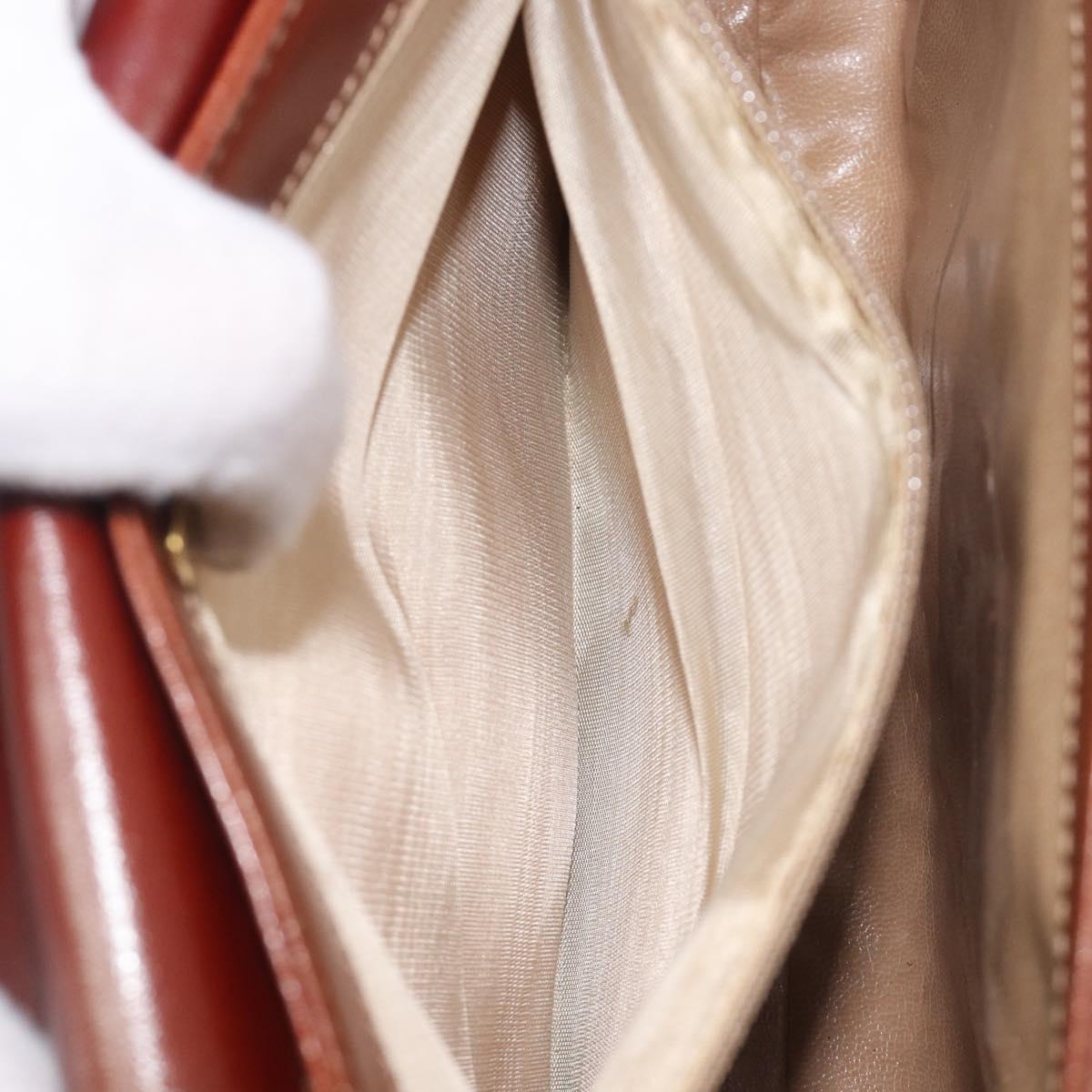 Bally Shoulder Bag Leather Brown Gold Auth gh2448