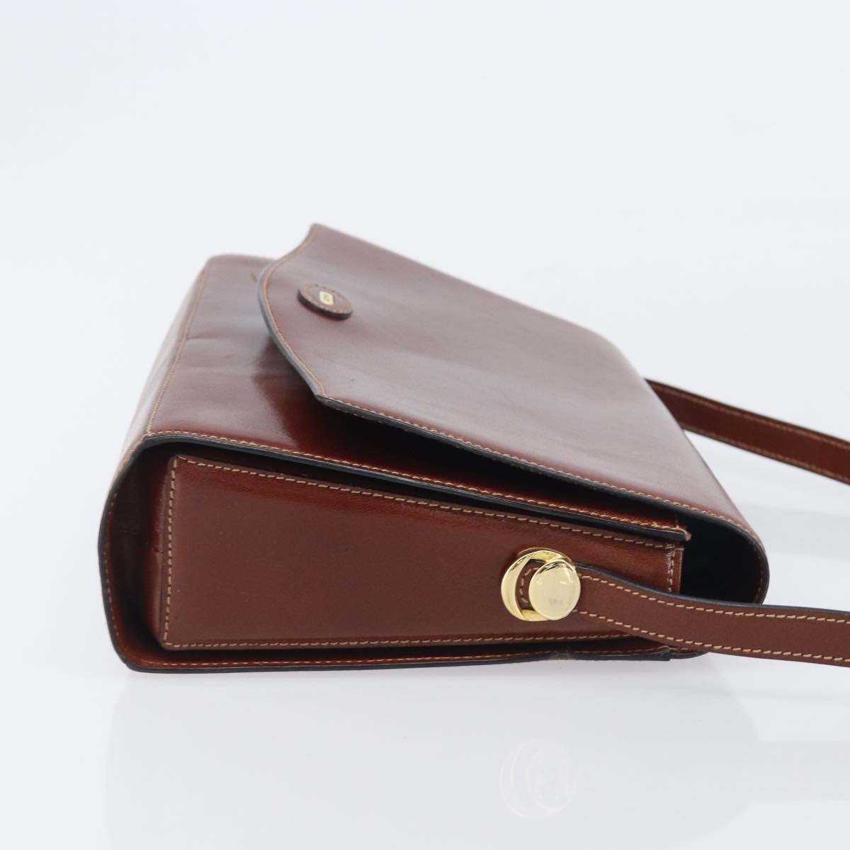 Bally Shoulder Bag Leather Brown Gold Auth gh2448