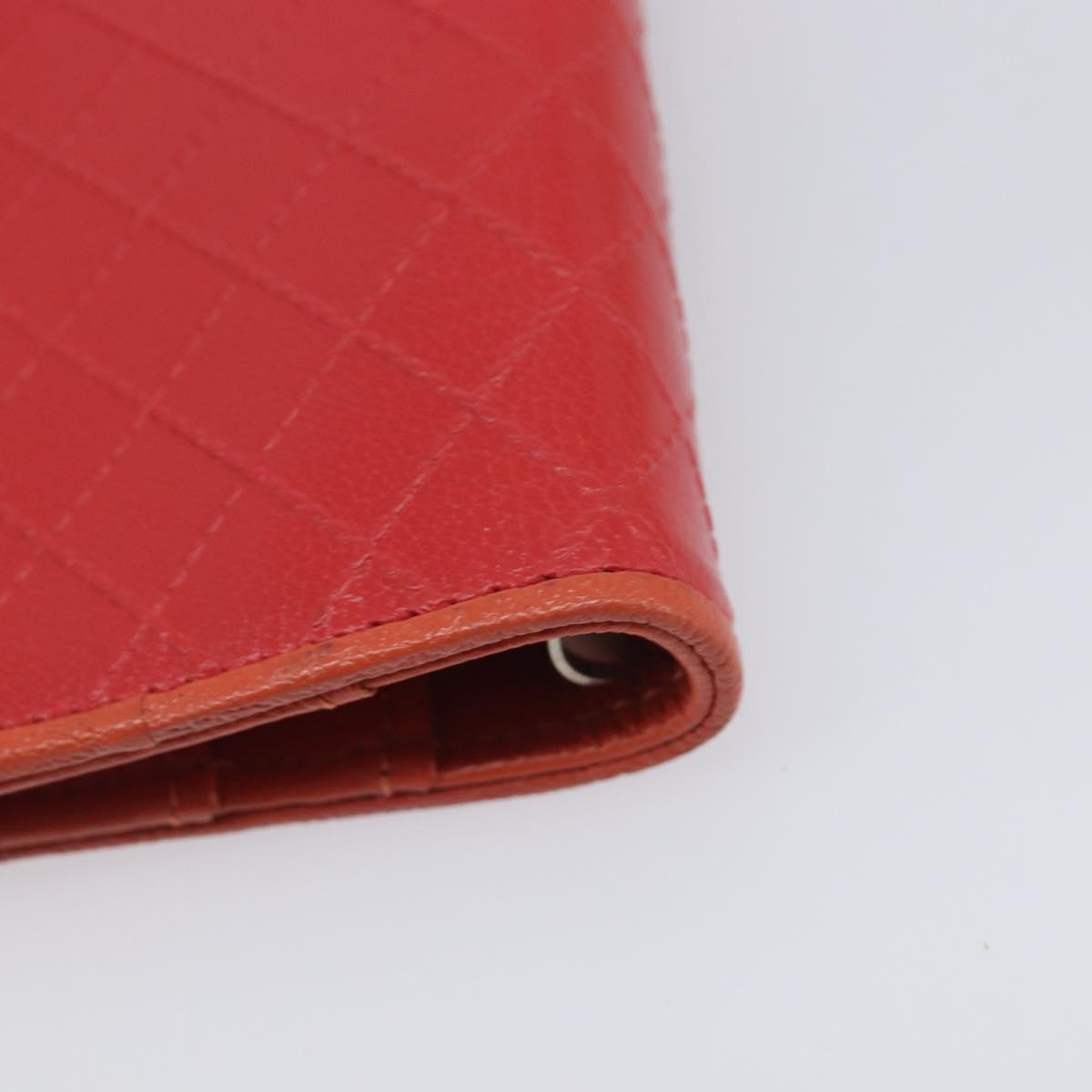 CHANEL Bicolore Day Planner Cover Leather Red Silver CC Auth gh2449V