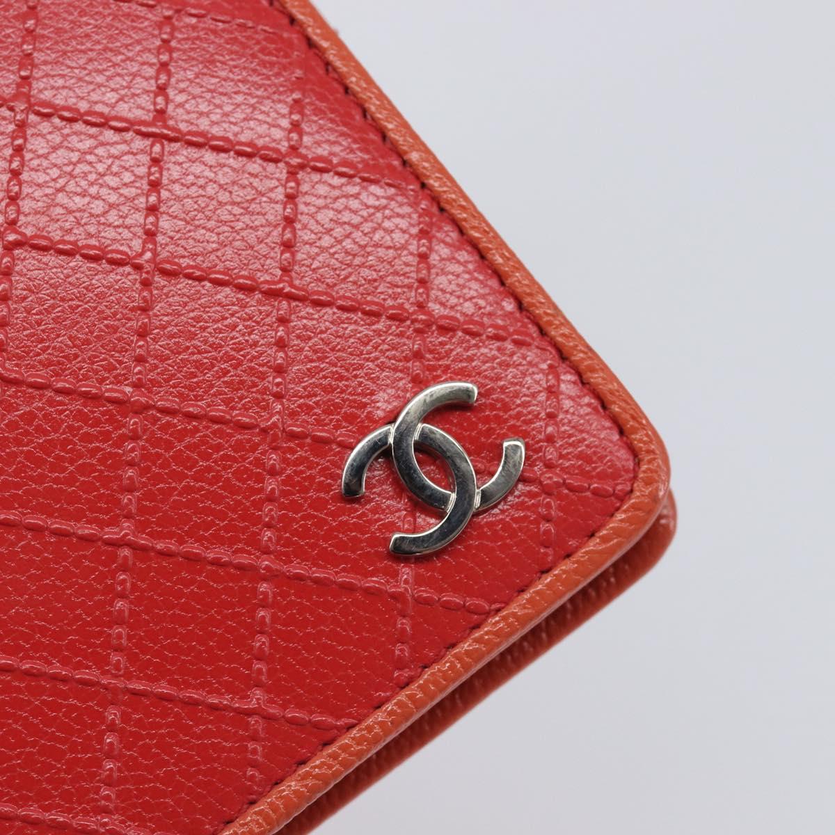 CHANEL Bicolore Day Planner Cover Leather Red Silver CC Auth gh2449V