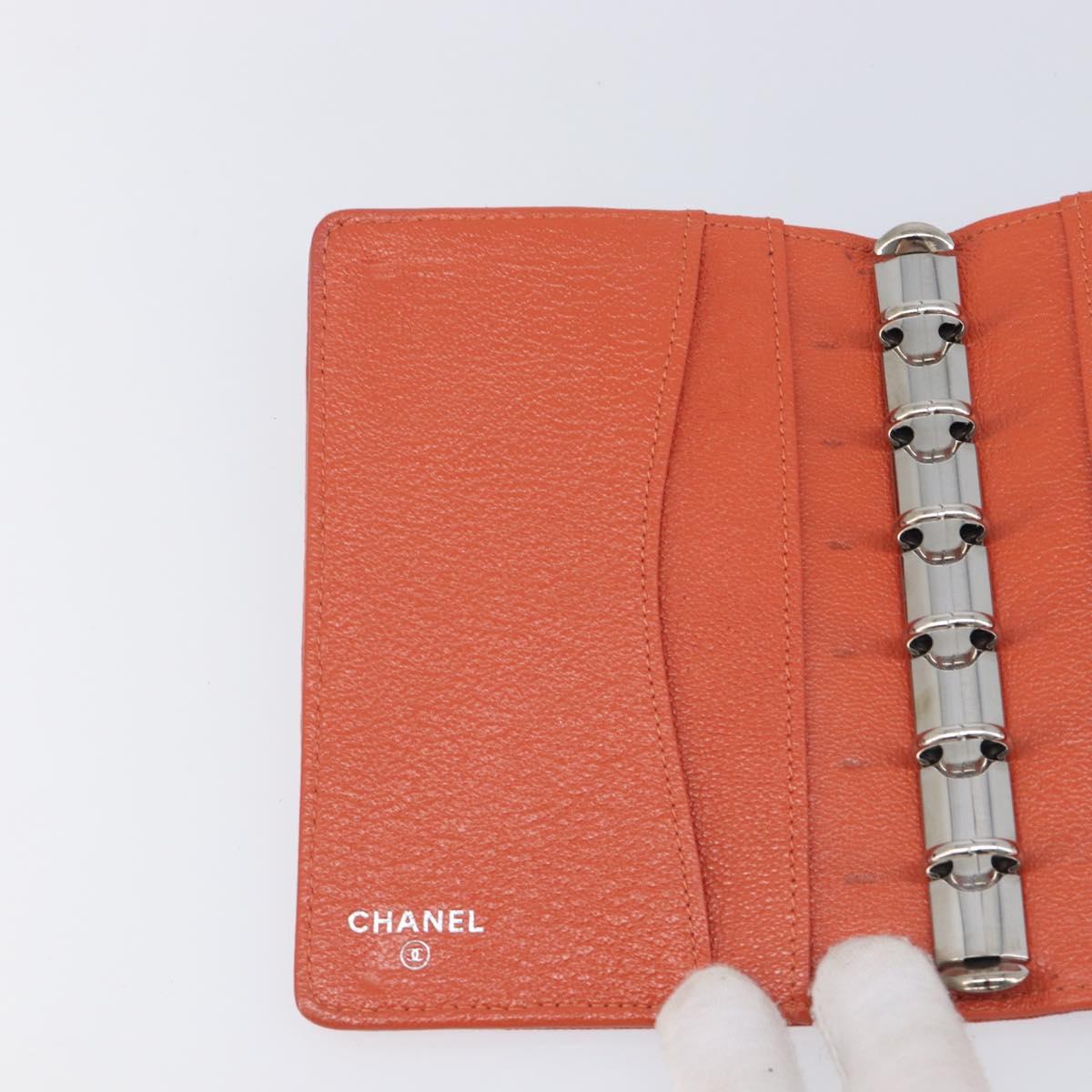 CHANEL Bicolore Day Planner Cover Leather Red Silver CC Auth gh2449V