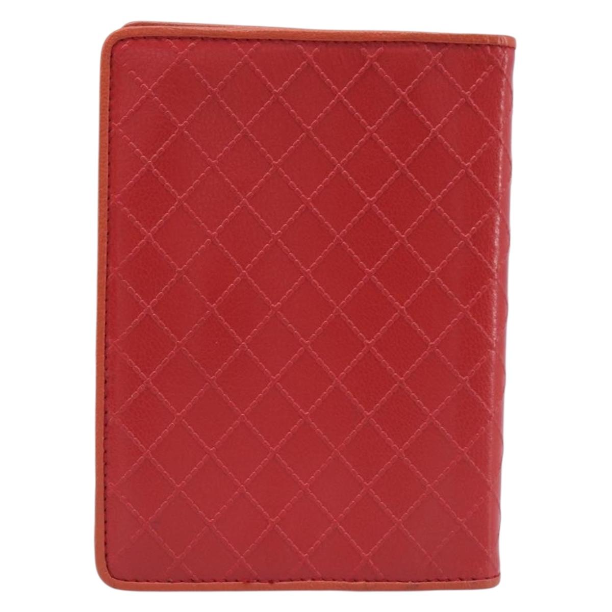 CHANEL Bicolore Day Planner Cover Leather Red Silver CC Auth gh2449V