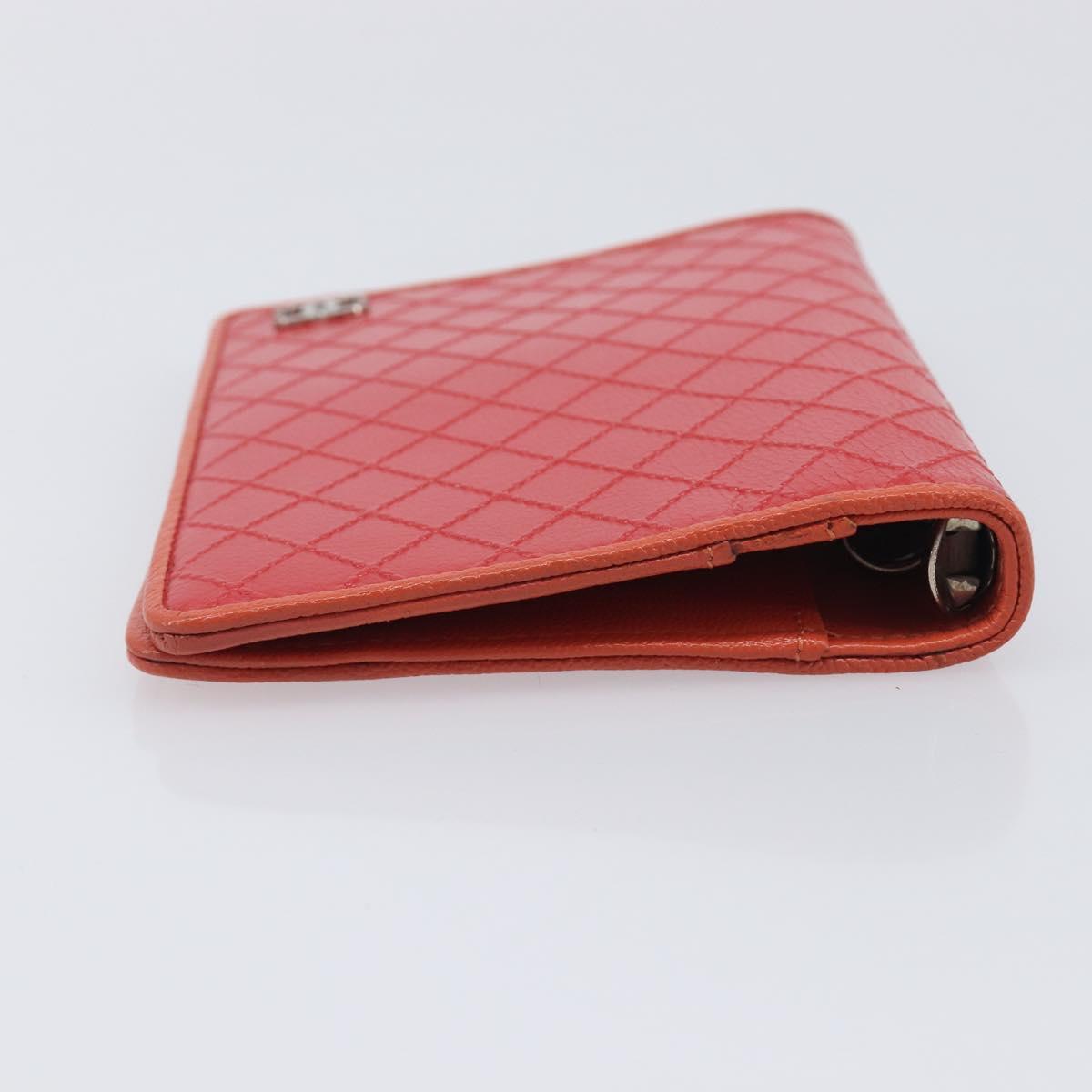 CHANEL Bicolore Day Planner Cover Leather Red Silver CC Auth gh2449V