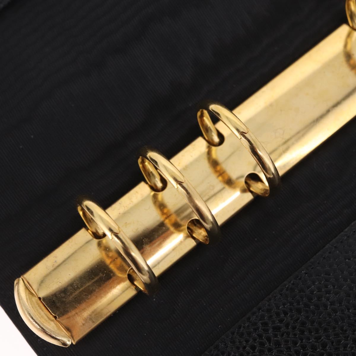 CHANEL Bicolore Day Planner Cover Caviar Skin Black Gold CC Auth gh2450V