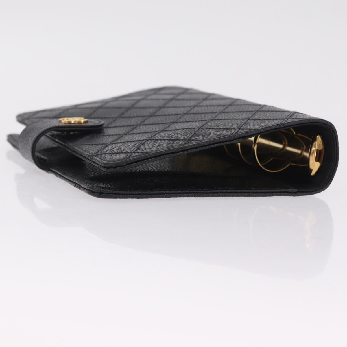 CHANEL Bicolore Day Planner Cover Caviar Skin Black Gold CC Auth gh2450V