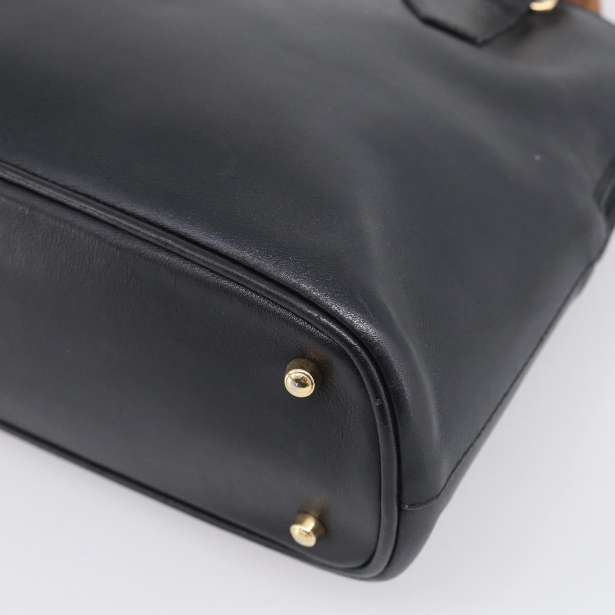 GUCCI Bamboo Hand Bag Leather 2way Black Gold 000 2122 0290 Auth gh2458