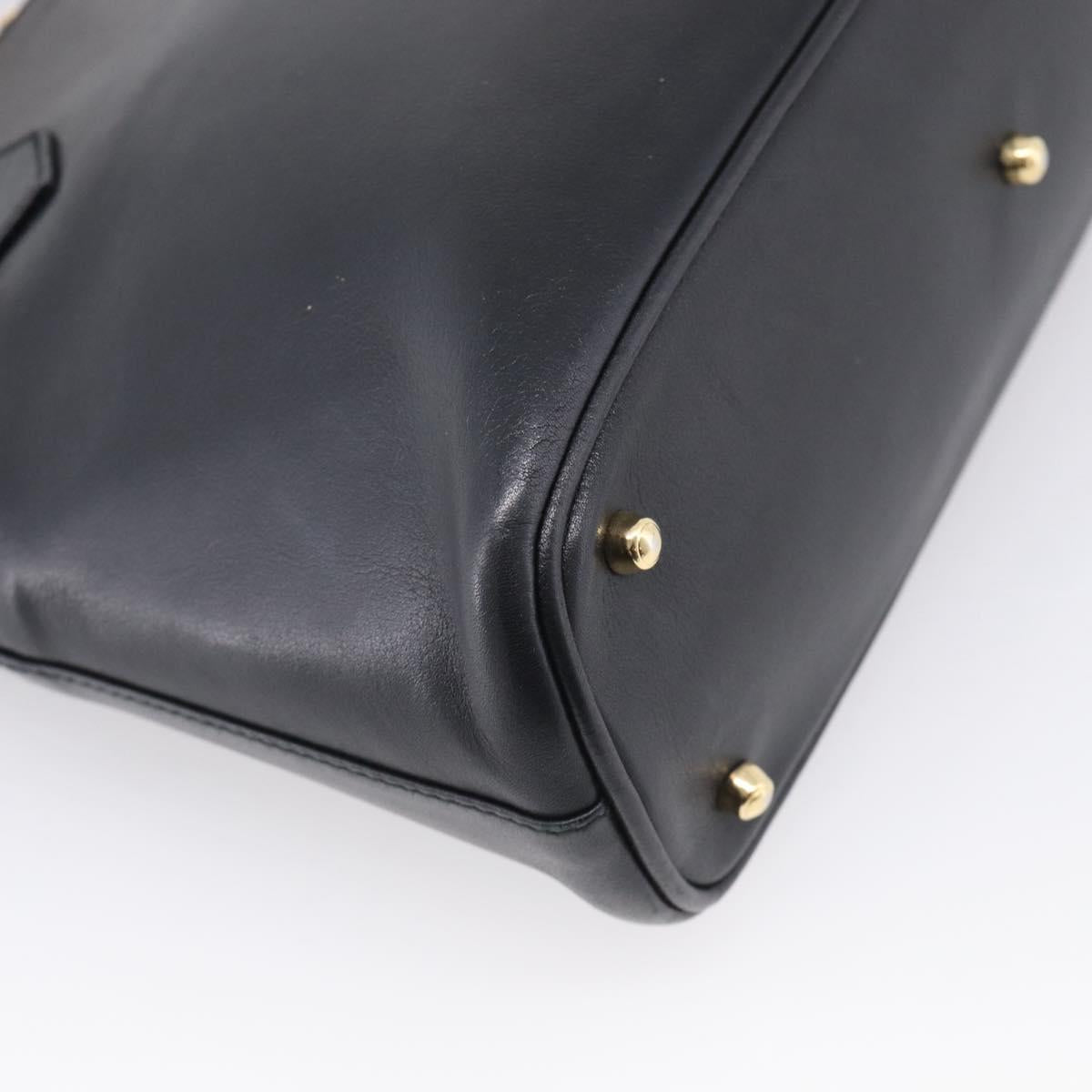 GUCCI Bamboo Hand Bag Leather 2way Black Gold 000 2122 0290 Auth gh2458