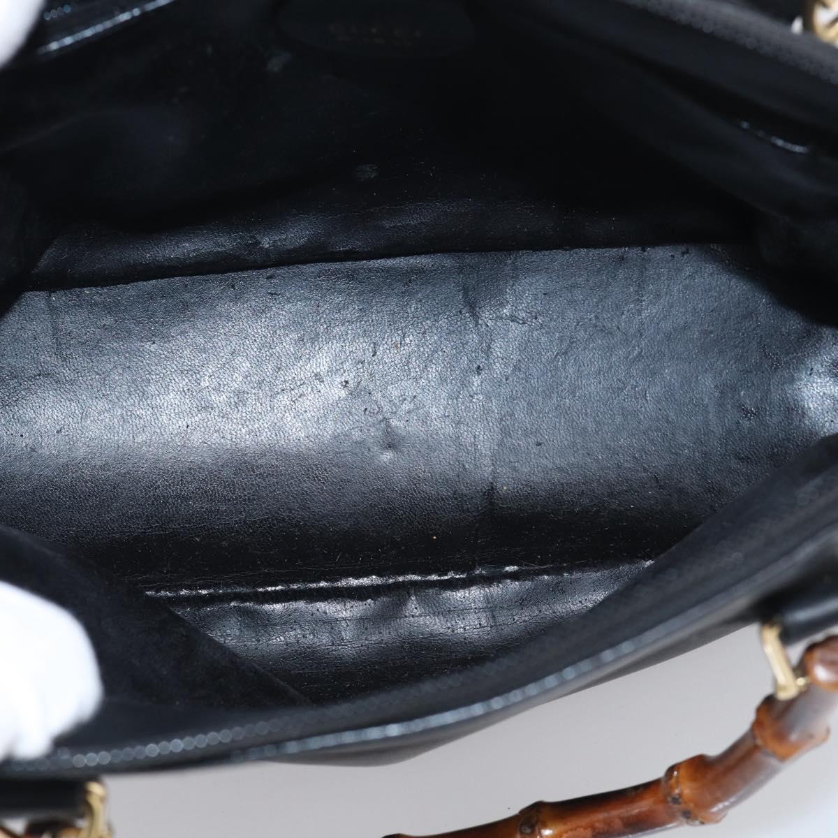 GUCCI Bamboo Hand Bag Leather 2way Black Gold 000 2122 0290 Auth gh2458