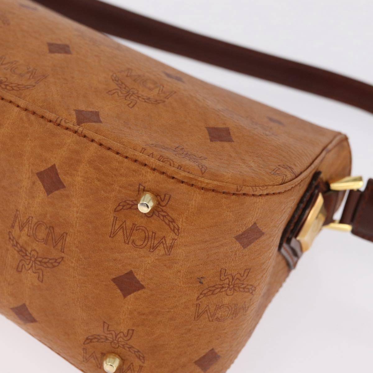 MCM Vicetos Shoulder Bag PVC Leather Brown Gold Auth gh2460A