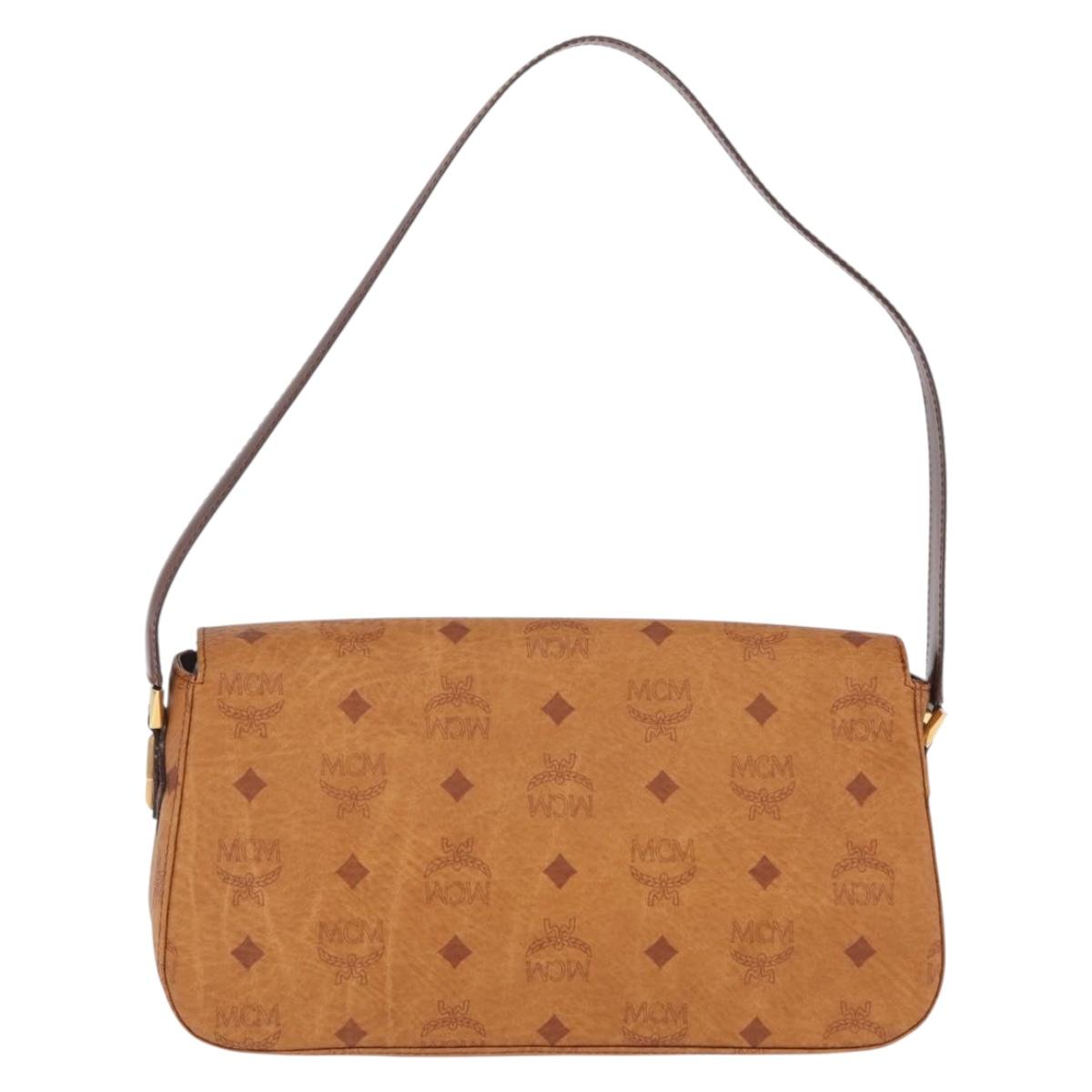 MCM Vicetos Shoulder Bag PVC Leather Brown Gold Auth gh2460A