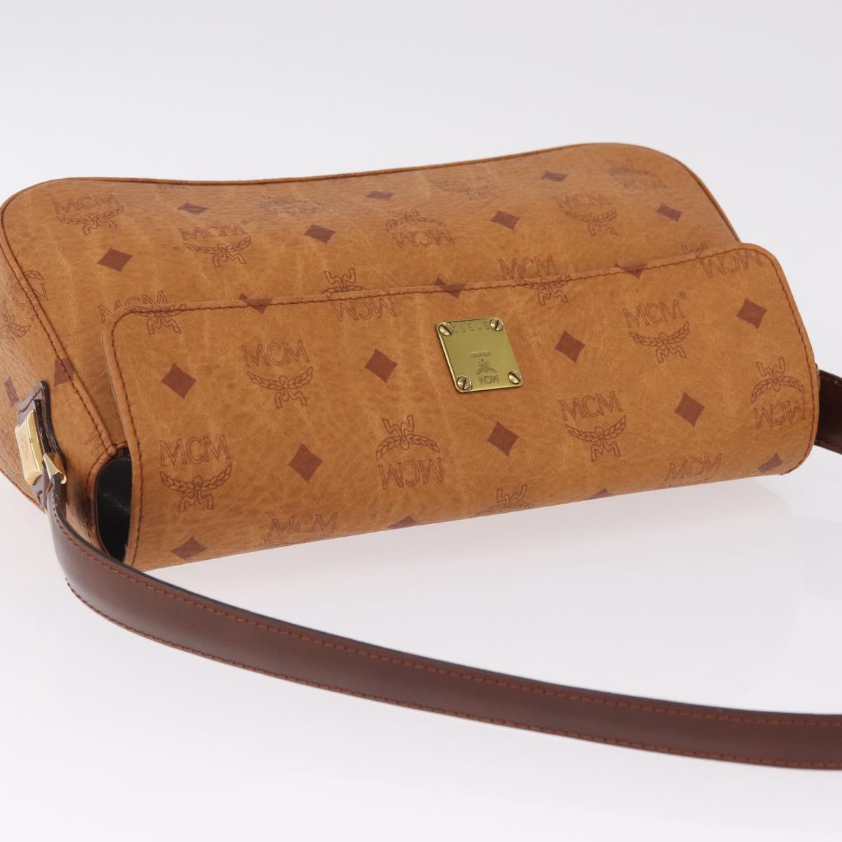 MCM Vicetos Shoulder Bag PVC Leather Brown Gold Auth gh2460A