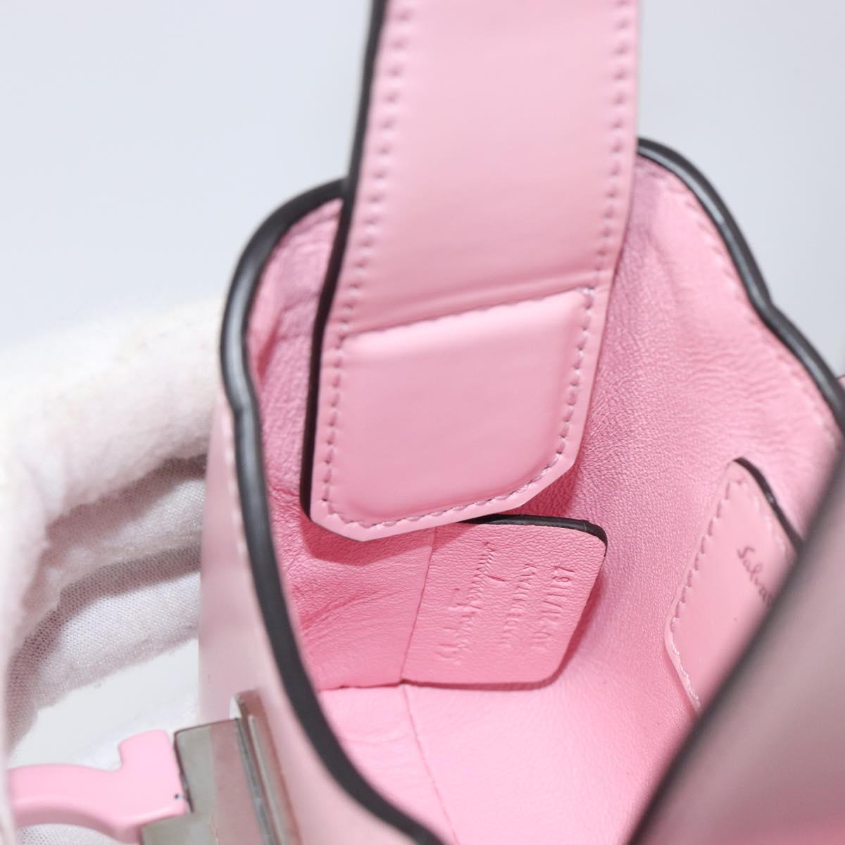 Salvatore Ferragamo Gancini Mini Hand Bag Leather Pink Auth gh2461V