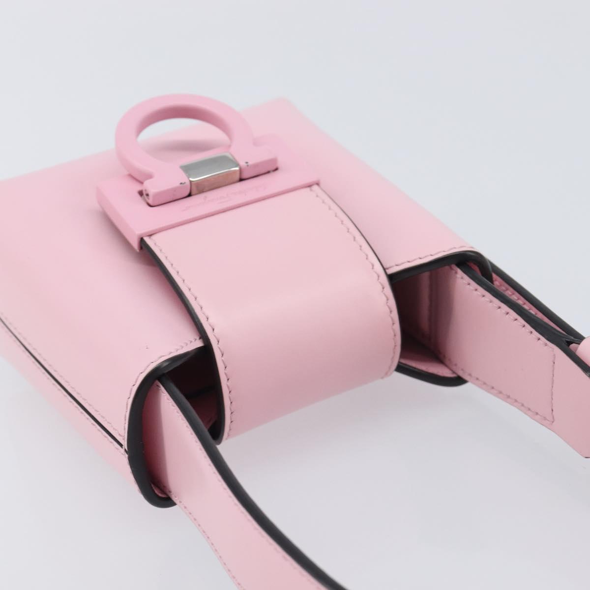 Salvatore Ferragamo Gancini Mini Hand Bag Leather Pink Auth gh2461V