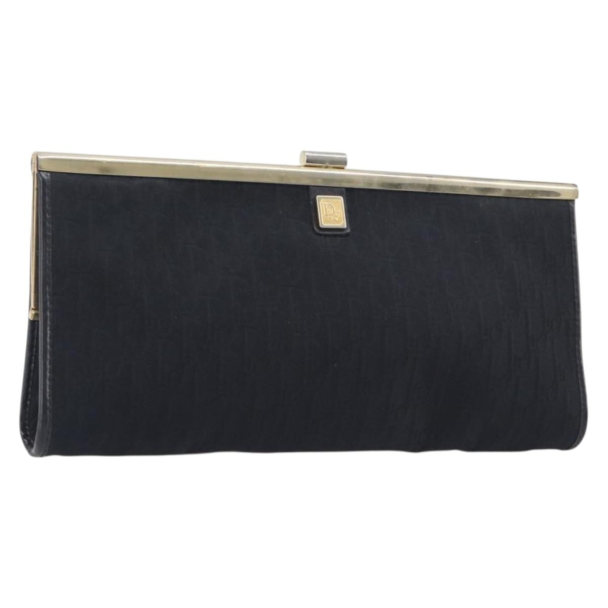 Christian Dior Trotter Clutch Bag Black Silver Auth gh2463A