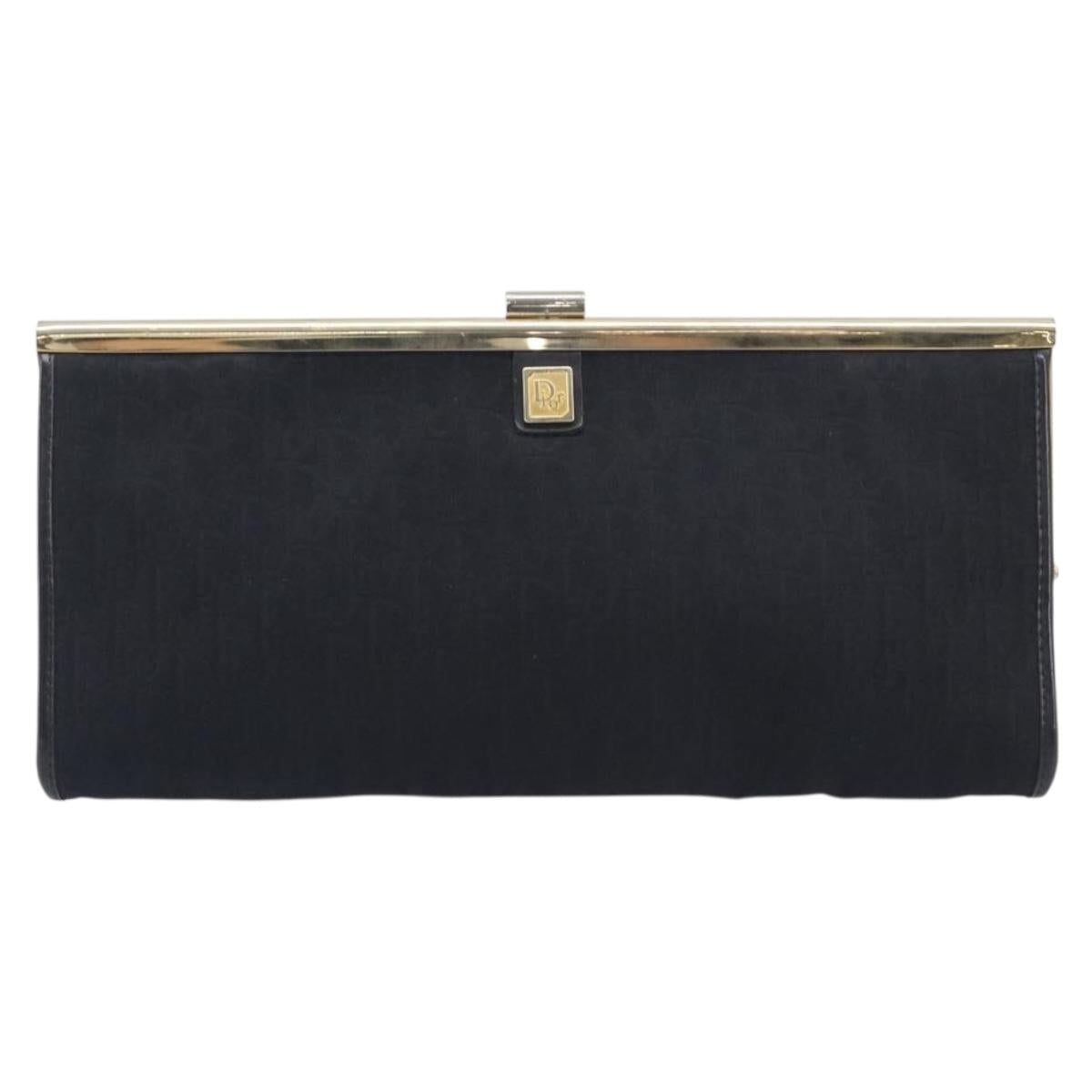 Christian Dior Trotter Clutch Bag Black Silver Auth gh2463A