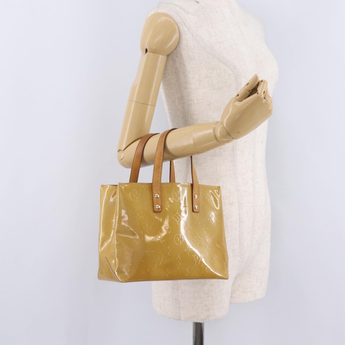 LOUIS VUITTON Monogram Vernis Reade PM Hand Bag Beige M91144 LV Auth gh2465