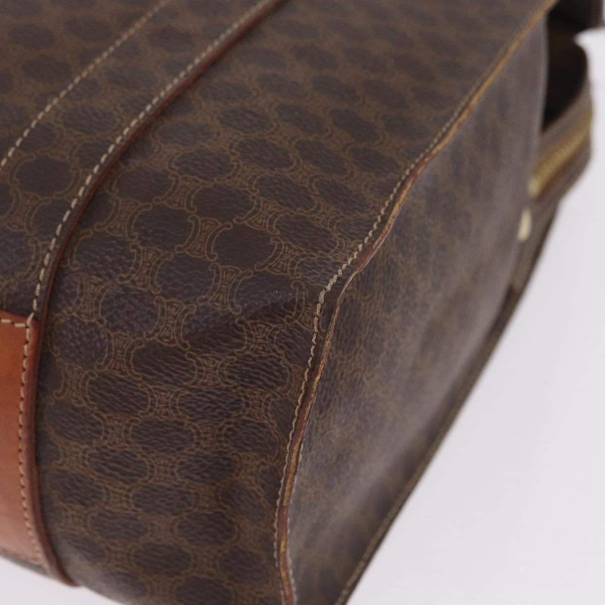 CELINE Macadam Canvas Tote Bag PVC Leather Brown Gold Auth gh2470