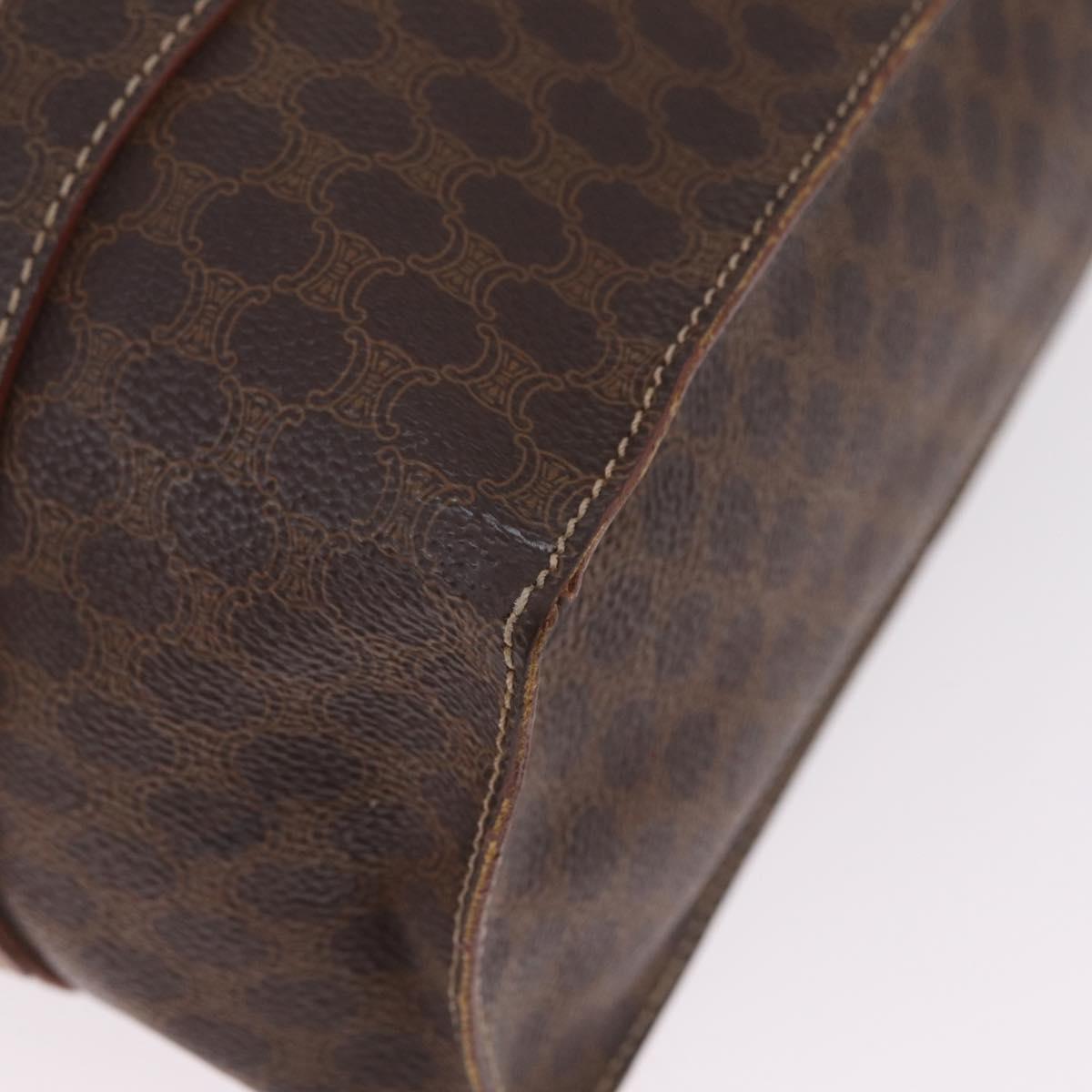 CELINE Macadam Canvas Tote Bag PVC Leather Brown Gold Auth gh2470