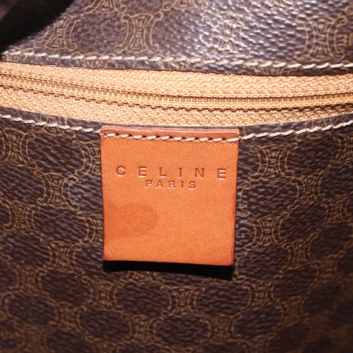 CELINE Macadam Canvas Tote Bag PVC Leather Brown Gold Auth gh2470