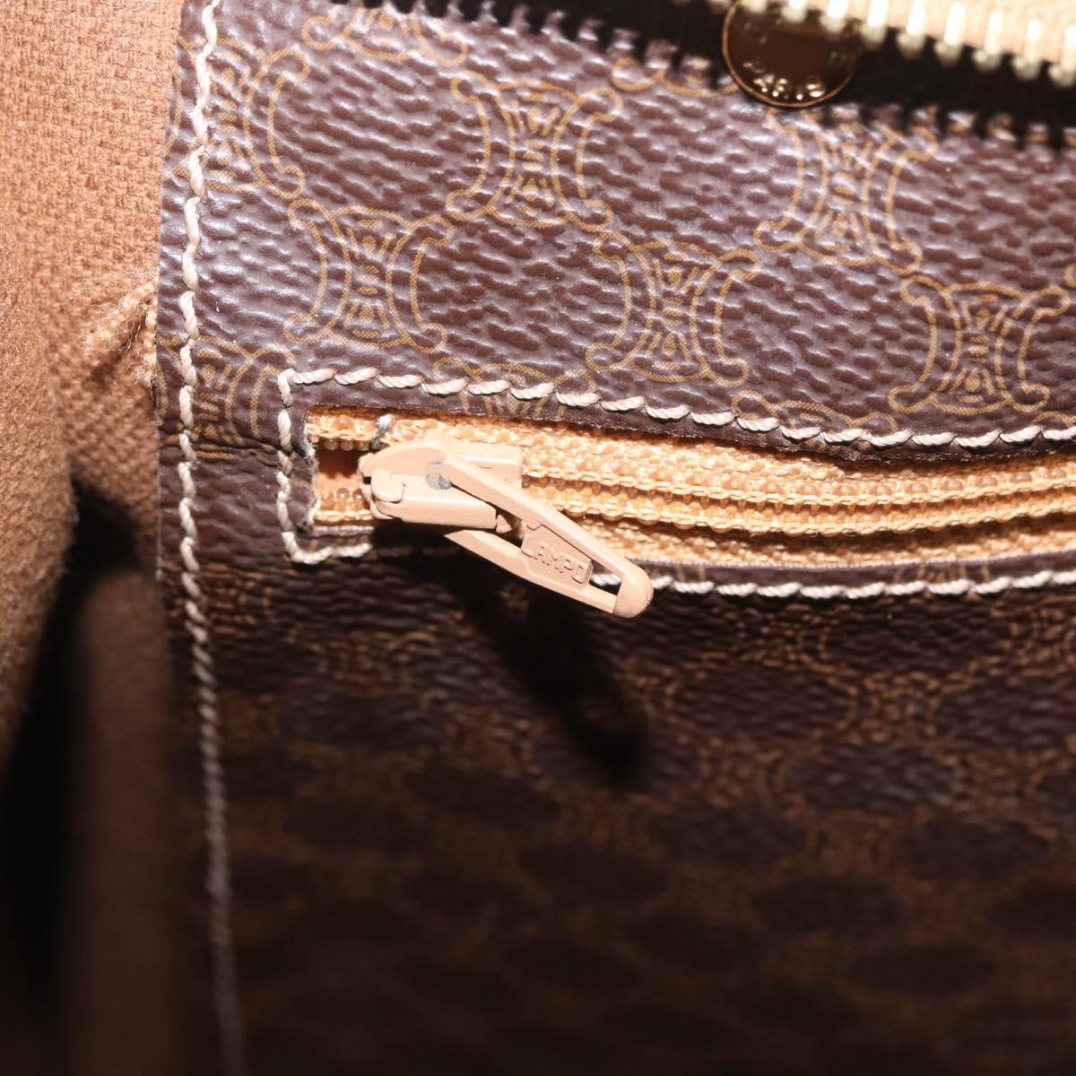 CELINE Macadam Canvas Tote Bag PVC Leather Brown Gold Auth gh2470