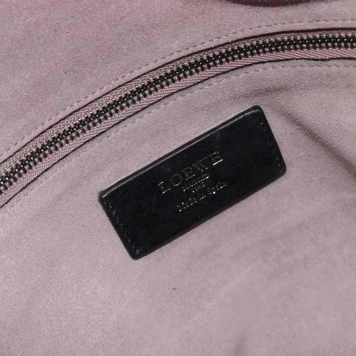 LOEWE Boston Bag Leather Black Silver Auth gh2472A