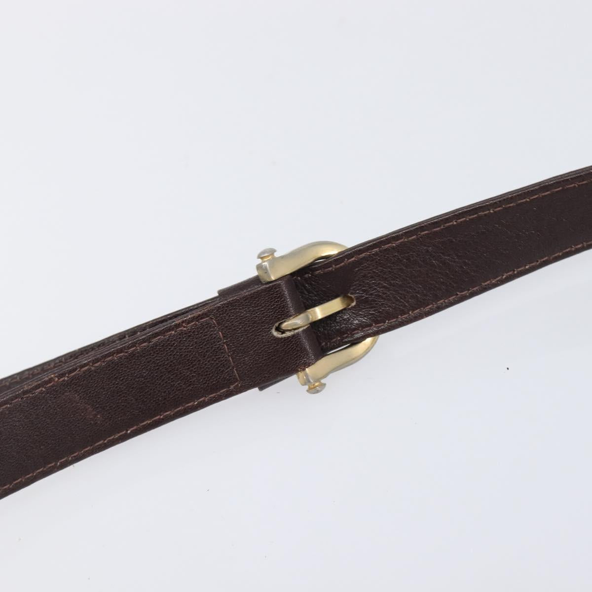 CELINE Macadam Canvas Shoulder Bag Leather Brown Gold Auth gh2474