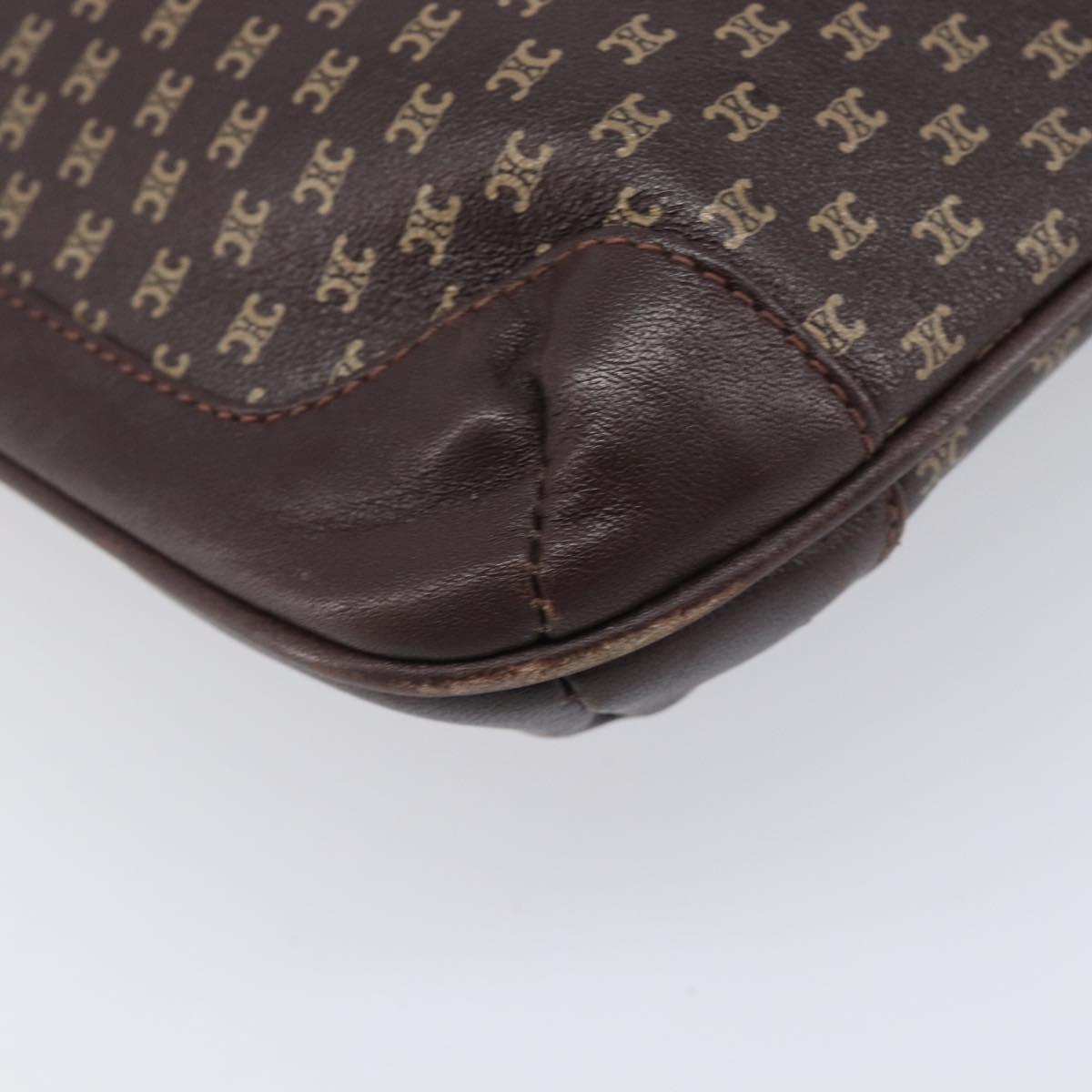 CELINE Macadam Canvas Shoulder Bag Leather Brown Gold Auth gh2474