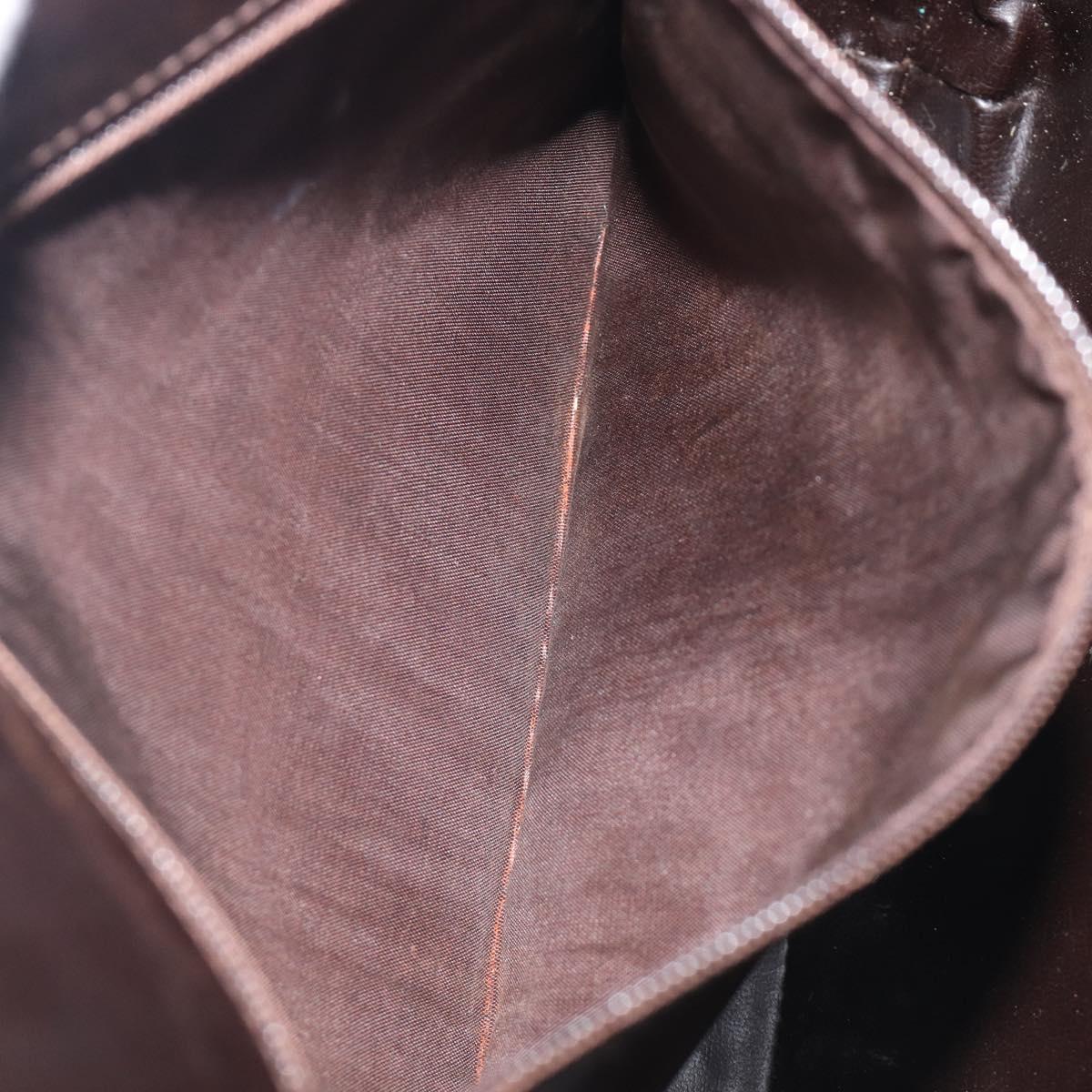 CELINE Macadam Canvas Shoulder Bag Leather Brown Gold Auth gh2474