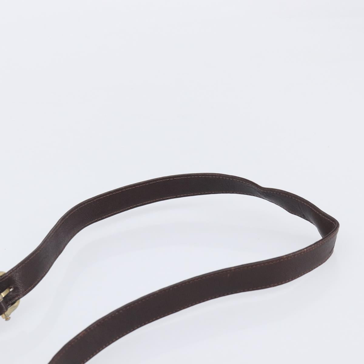 CELINE Macadam Canvas Shoulder Bag Leather Brown Gold Auth gh2474
