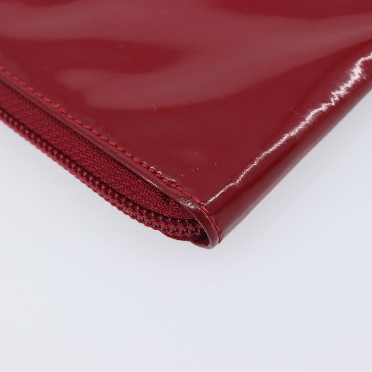 CHANEL Clutch Bag Patent leather Red Gold CC Auth gh2475