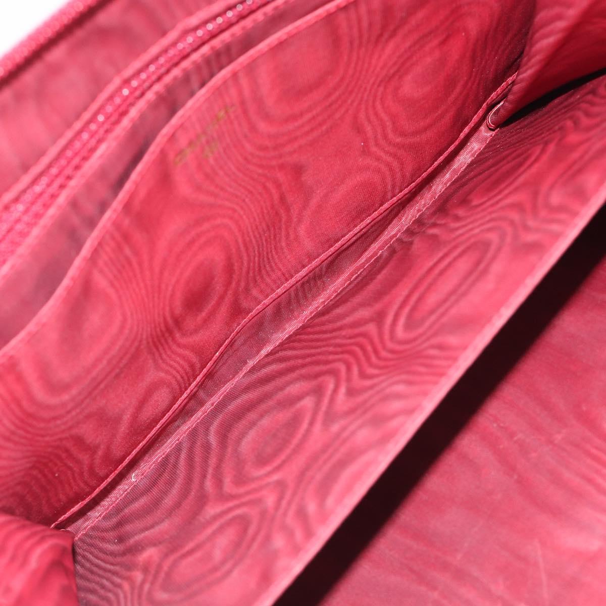 CHANEL Clutch Bag Patent leather Red Gold CC Auth gh2475