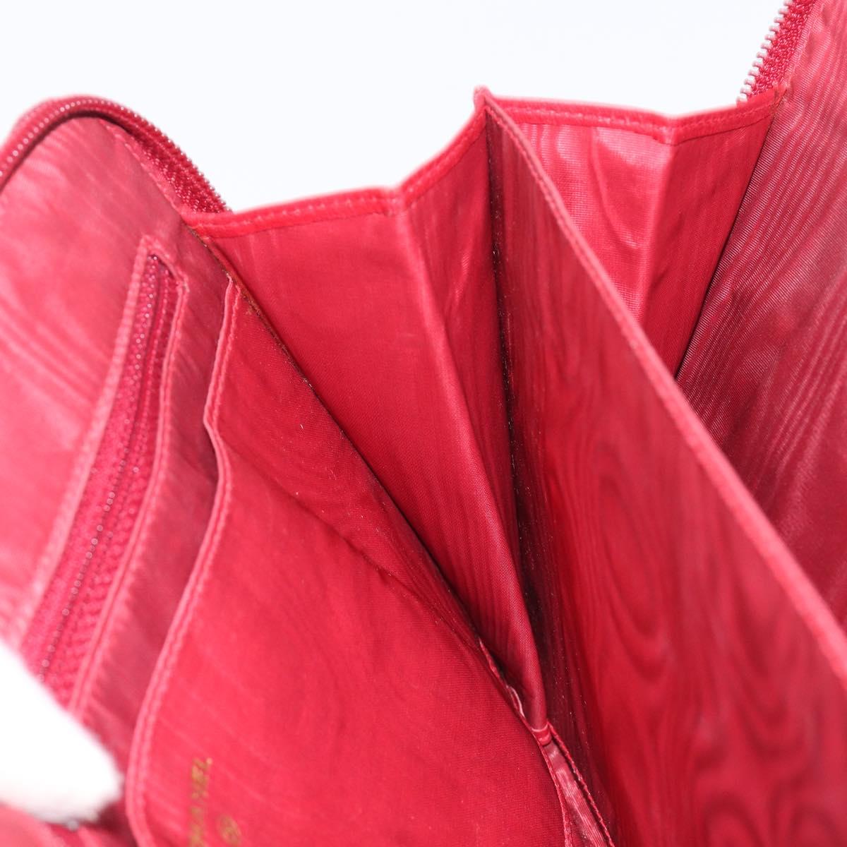 CHANEL Clutch Bag Patent leather Red Gold CC Auth gh2475