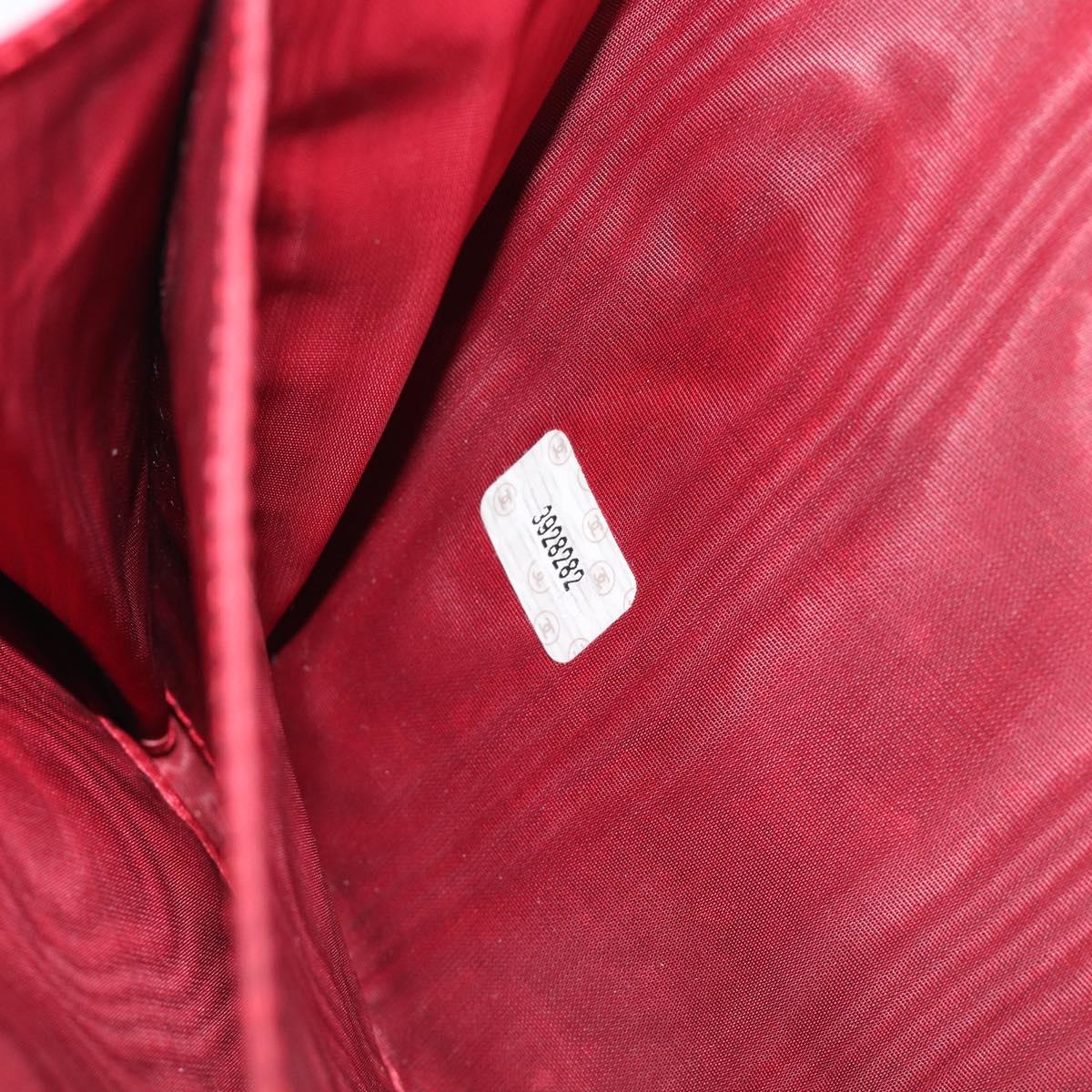 CHANEL Clutch Bag Patent leather Red Gold CC Auth gh2475