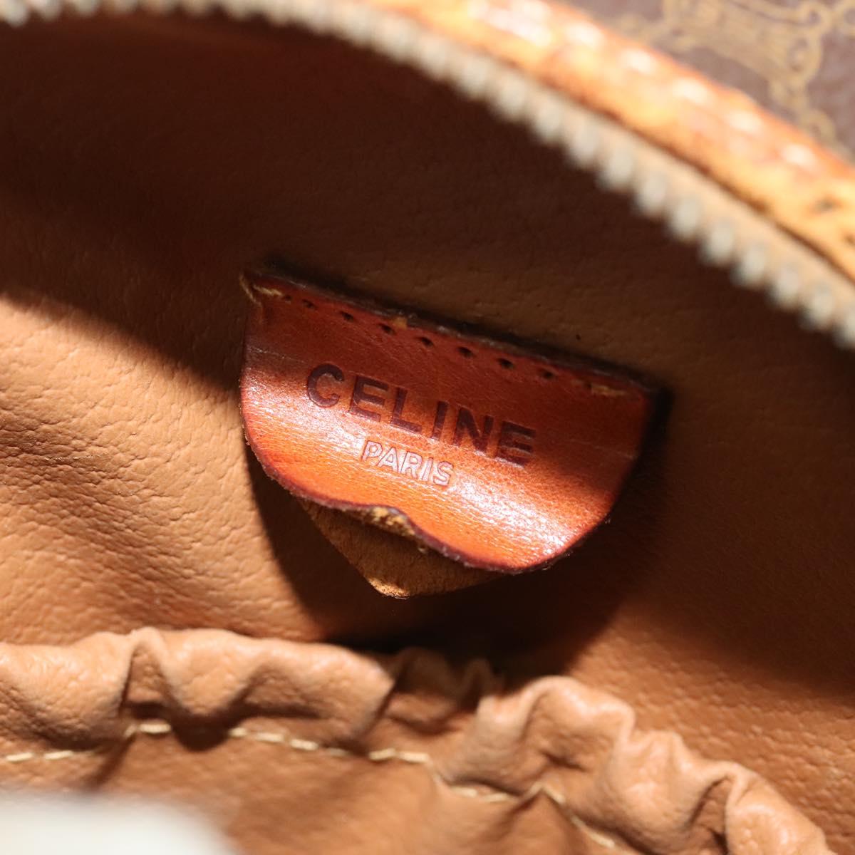 CELINE Macadam Canvas Shoulder Bag PVC Leather Brown Gold Auth gh248