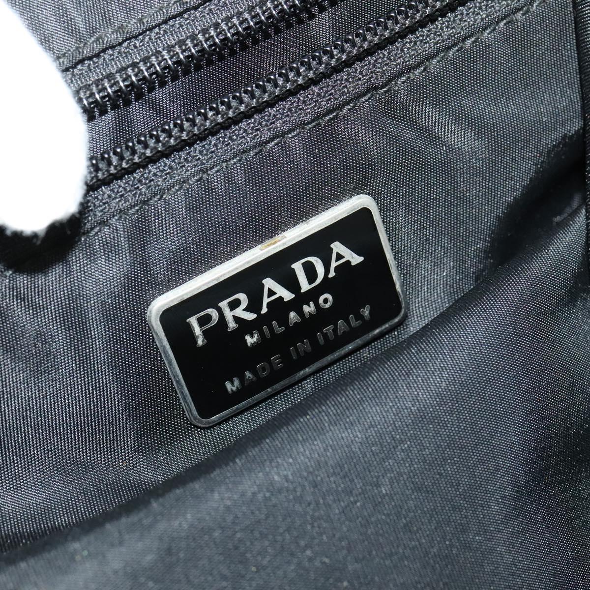 PRADA Hand Bag Nylon Black Silver Auth gh263