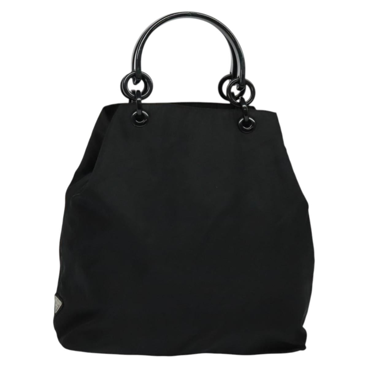 PRADA Hand Bag Nylon Black Silver Auth gh263