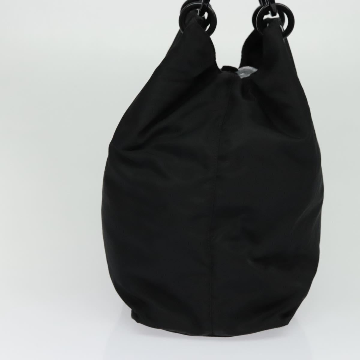 PRADA Hand Bag Nylon Black Silver Auth gh263