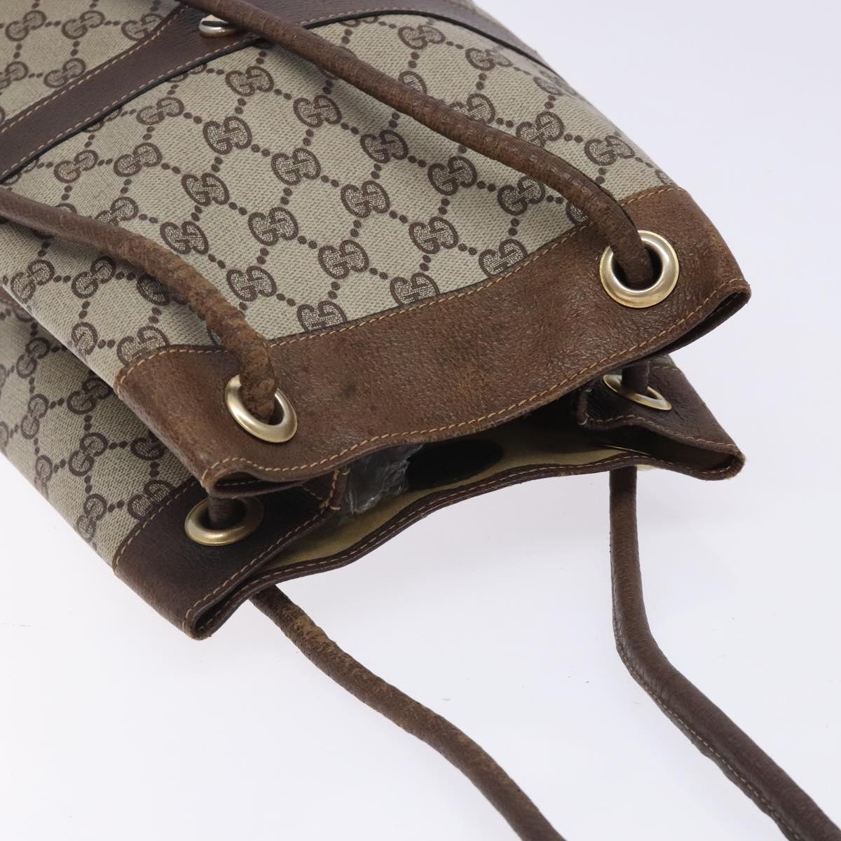GUCCI GG Supreme Shoulder Bag PVC Beige Gold Silver Auth gh284