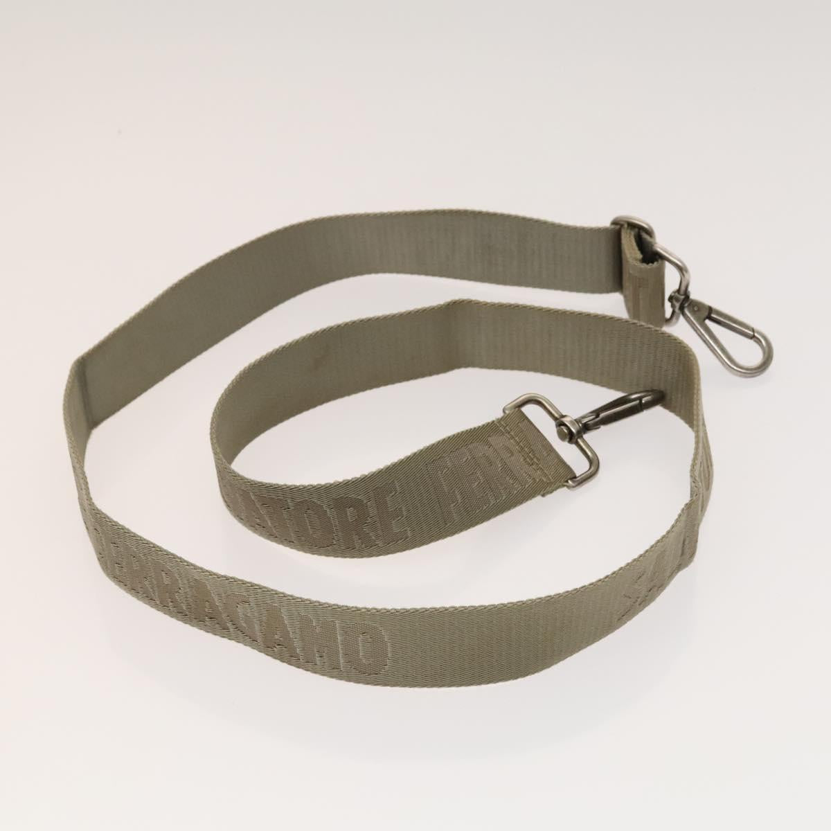 Salvatore Ferragamo Tote Bag Nylon 2way Beige Silver Auth gh287