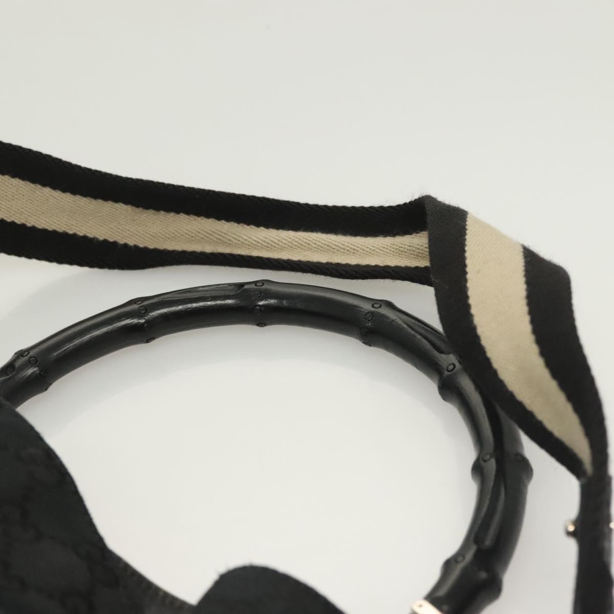 GUCCI GG Canvas Bamboo Hand Bag 2way Black Silver 001 4095 Auth gh297