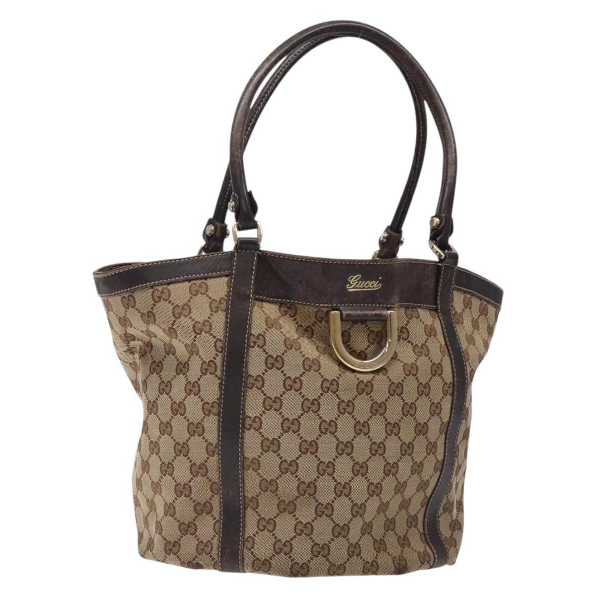 GUCCI GG Canvas Abbey Tote Bag Beige Gold 211982 Auth gh298